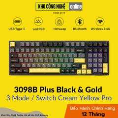 Bàn Phím cơ AKKO 3098B Plus Black & Gold - Cream Yellow Pro Switch