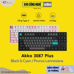 Bàn Phím Cơ AKKO 3087 Plus Black & Cyan | 3087 Plus Prunus Lannesiana (Foam tiêu âm / AKKO CS switch)