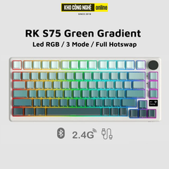 RK S75 - Bàn phím cơ Royal Kludge RK S75 có Núm, hỗ trợ Hotswap, 3 Modes, Full Foam, Gasket Mount, Màn Hình Led