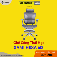 Ghế công thái học Gami Hexa 6D - XÁM / Có Gác Chân
