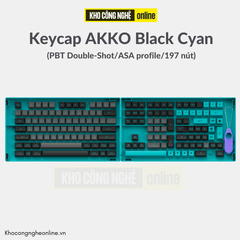 Keycap AKKO Black Cyan (PBT Double-Shot/ASA profile/197 nút)
