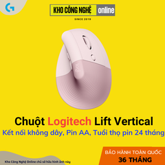 Chuột công thái học không dây Logitech Lift Vertical - Pink