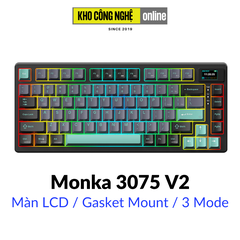 Monka 3075 V2 Pro - Bàn phím cơ Monka 3075 V2 Pro Mạch Xuôi (Led RGB, Kết Nối 3 Mode, Màn Hình LCD)