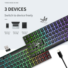 Bàn phím cơ Royal Kludge RK100 RGB Có 3 chế độ kết nối Bluetooth 5.0/ Wireless / Type C