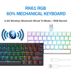 RK61 New Hotswap - Bàn Phím Cơ không dây Royal Kludge RK61 Bluetooth 5.0 và Wireless 2.4G