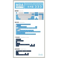 Bộ Keycap AKKO UNC Blue (PBT Double-Shot, MDA profile, 227 nút)