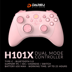 Tay cầm chơi game DAREU H101X (Dual Mode: Type-C, Bluetooth, Pin sạc 650mAh)