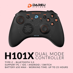 Tay cầm chơi game DAREU H101X (Dual Mode: Type-C, Bluetooth, Pin sạc 650mAh)