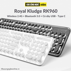 Bàn phím cơ Royal Kludge RK960 kết nối 3 chế độ Wireless 2.4G + Bluetooth 5.0 + Có dây USB - Type C