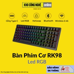 Bàn phím cơ RK98 hotswap kết nối 3 chế độ Bluetooth 5.0 | Wireless 2.4G | Dây type C