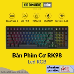 Bàn phím cơ RK98 hotswap kết nối 3 chế độ Bluetooth 5.0 | Wireless 2.4G | Dây type C