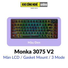 Bàn phím cơ Monka 3075 V2 Pro Mạch Xuôi (Led RGB, Kết Nối 3 Mode, Màn Hình LCD)