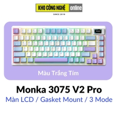 Monka 3075 V2 Pro - Bàn phím cơ Monka 3075 V2 Pro Mạch Xuôi (Led RGB, Kết Nối 3 Mode, Màn Hình LCD)