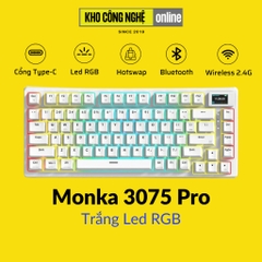 Monka 3075 V2 Pro - Bàn phím cơ Monka 3075 V2 Pro Mạch Xuôi (Led RGB, Kết Nối 3 Mode, Màn Hình LCD)