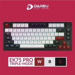 Bàn phím cơ DAREU EK75 PRO BLACK GOLDEN / EK75 Black White (Triple Mode, Gasket Mount, RGB)