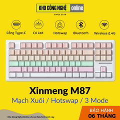 Bàn Phím Cơ Xinmeng M87 Không Dây, Mạch Xuôi, Kết Nối 3 Modes