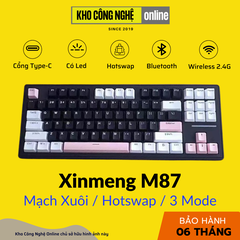 Bàn Phím Cơ Xinmeng M87 Không Dây, Mạch Xuôi, Kết Nối 3 Modes