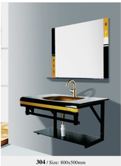 Lavabo kính Việt Mỹ 304 kèm gương