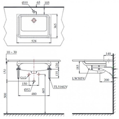 Lavabo chậu rửa mặt Toto LT505T âm bàn sứ CEFIONTECT
