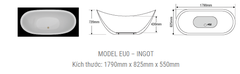 Bản vẻ bồn tắm Oval Euroca EU0-INGOT dài 1m8