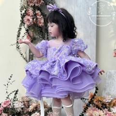 tiered-short-sleeve-tulle-midi-dress-with-many-detail-appliques-in-lavender-for-