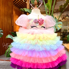 tiered-short-sleeve-unicorn-tulle-maxi-dress-with-flower-applique-in-multi-color