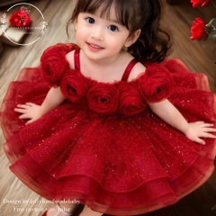 maroon-red-flower-girl-dress-baby-tutu-dress-toddler-birthday-dress-3d-rose-dres