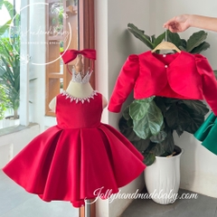 pleated-cap-sleeve-satin-midi-dress-with-beaded-round-neck-in-red-gift-for-baby-