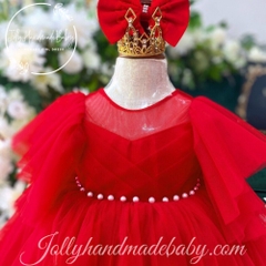 short-sleeve-mesh-neck-dress-with-cut-out-v-back-in-red-tulle-midi-dress-for-bab