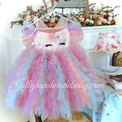 unicorn-cap-sleeve-midi-dress-with-feather-style-in-rainbow-mesh-tulle-dress-for