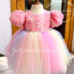 floral-short-sleeve-tulle-midi-dress-with-rainbow-skirt-princess-dress-for-baby-