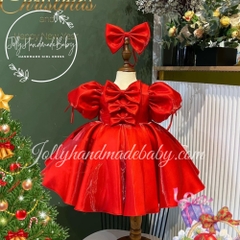 round-neck-cap-sleeve-dress-with-three-bow-front-detail-in-red-tafta-midi-dress-