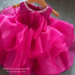 hot-pink-baby-girl-dress-flower-girl-dress-toddler-birthday-dress-organza-ruffle