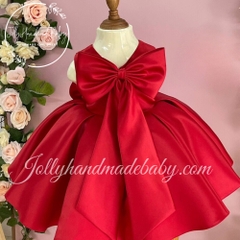 round-neck-cap-sleeve-dress-with-bow-front-detail-in-red-satin-midi-dress-for-ba