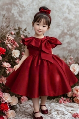 dark-red-baby-girl-dress-christmas-toddler-dress-satin-bow-party-dress-flower-gi