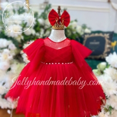 short-sleeve-mesh-neck-dress-with-cut-out-v-back-in-red-tulle-midi-dress-for-bab