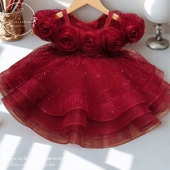 maroon-red-flower-girl-dress-baby-tutu-dress-toddler-birthday-dress-3d-rose-dres