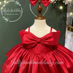 puffy-spaghetti-strap-taffeta-midi-dress-with-bow-detail-in-red-pleated-princess
