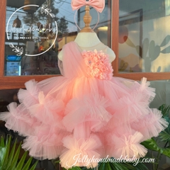 Pink Exclusive Cap Sleeve Ruffle Tiered Tulle Dress with Pink Exclusive Cap Sleeve Ruffle Tiered Tulle Dress with