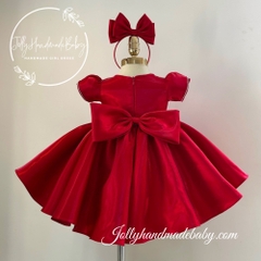 puffy-short-sleeve-satin-midi-dress-with-jewelry-detail-in-red-gift-for-baby-gir