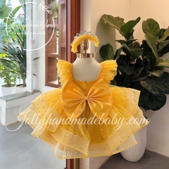 exclusive-beaded-cap-sleeve-tulle-dress-in-yellow-tiered-midi-dress-for-baby-gir