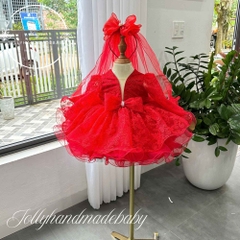 red-lace-flower-girl-dress-handmade-tulle-gown-puffy-sleeves-vail