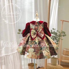 beaded-round-neck-long-sleeve-velvet-dress-with-exclusive-floral-skirt-in-red-fl