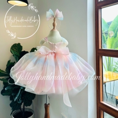 exclusive-organza-with-floral-applique-in-rainbow-cap-sleeve-midi-dress-for-baby