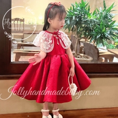 cape-detail-pleated-cap-sleeve-tafta-midi-dress-in-red-gift-for-baby-girls
