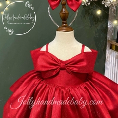 puffy-spaghetti-strap-taffeta-midi-dress-with-bow-detail-in-red-pleated-princess