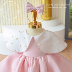 peachy-pink-baby-girl-dress-with-pearl-cape-luxury-handmade-toddler-dress-birthd