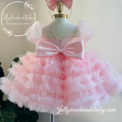 beaded-tiered-short-sleeve-dress-with-exclusive-pleated-front-in-pink-tulle-maxi