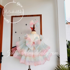 beaded-short-sleeve-pleated-dress-with-flower-applique-in-multi-color-round-neck