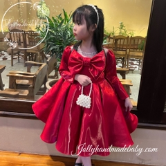 beaded-neck-long-sleeve-satin-midi-dress-in-red-birthday-party-dress-for-baby-gi